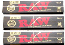 3x Raw Black Classic King Size  Rolling Papers 3 PKS *Discounts* *USA SHIPPED* picture