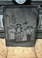 1800s Antique Tintype Photograph Of Mother And Children picture