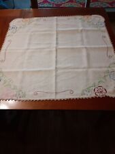 Vintage Embroidered & Crocheted Tablecloth 35