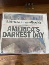 Vintage Richmond Times Dispatch Sept 12, 2001 - 9/11 Coverage-In Plastic picture