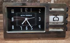 Vintage Seth Thomas Banker Alarm Clock Chrome Black Flip Date Knobs Desk Decor picture