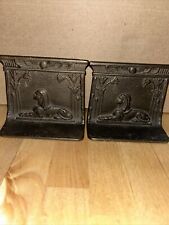 Antique Egyptian Revival Cast Iron Bookends Sphinx 1920’s picture