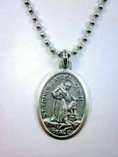 Oversized St Francis w Wolf/Peace Prayer Medal Pendant Necklace 24
