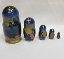 5 PC Russian Style Nesting Dolls Nativity Christmas Signed Limited Edition  picture