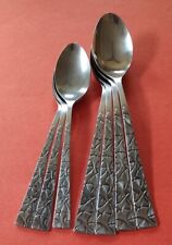 7pc United Silver Co USI49 Stainless 4 Soup & 3 Tea Spoons Japan Floral Handles picture