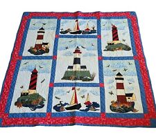 Home Made Handcrafted Patchwork Lighthouse Sailboat Nautical Quilt New York 2010 picture