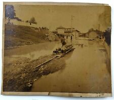 1910s Walnut Pennsylvania PA Flooded Town Railroad Crossing Vintage Photo Horse picture