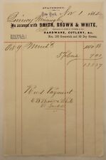 Antique Paid Invoice, Smith, Brown & White, Cutlery & Hardware, New York 1862 picture
