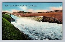 Fort Peck MT-Montana, Fort Peck Spillway, Antique Vintage Souvenir Postcard picture