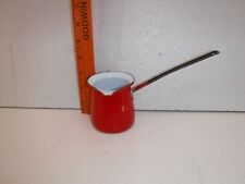 Vintage Enamelware Red Long Handle Dipper Ladle Melting Pot picture