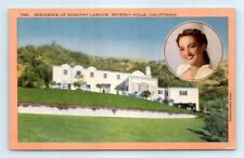Postcard CA Beverly Hills Residence Of Dorothy Lamour Linen Vtg K9 picture