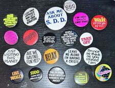 1980's 90's Vintage Button Pin Saying Quotes Jean Jacket Collectible funny picture