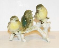 LOVELY VINTAGE CARL SCHEIDIG GERMANY PORCELAIN GREEN & YELLOW BIRDS FIGURINE picture