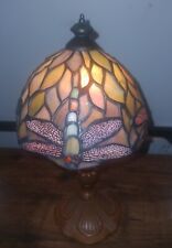 Stained Glass Dragonfly Tiffany Style Art Nouveau - Accent Lamp - H 11