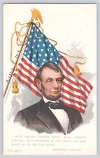 Postcard United States President Abraham Lincoln Patriotic Flag Antique picture
