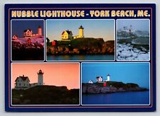 Nubble Lighthouse York Beach Maine Multi View Vintage Unposted Postcard picture