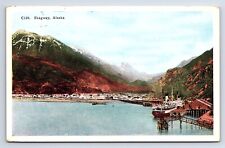 Postcard Skagway Alaska Harbor View AK Steamer Docks Landscape RPO Cancel picture