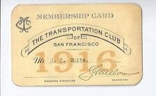 The Transportation Club Member Card, San Francisco, California, Automobile, 1916 picture