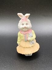 Vintage Delton Products Bunny Rabbit Girl Peach yellow Holding Stuffy Figurine picture