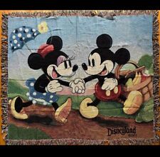 NWT Tapestry Throw Blanket Disneyland Mickey Minnie Mouse Spring Picnic 60 x 50