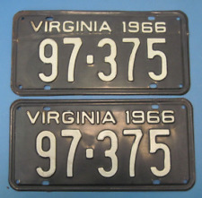 1966 Virginia License Plates Matched Pair DMV clear for registration low number picture