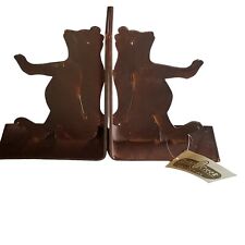 Vintage Handcrafted Heavy Metal Bear Bookends Primitive Farmhouse picture