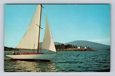 Camden ME-Maine, Sailboat On Water, Antique, Vintage Souvenir Postcard picture