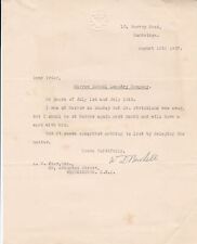 W.D. Bushell. August 1927 Re Harrow Schl, Nothing Lost Delaying Letter Ref 46246 picture