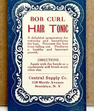 Central Supply Co Antique Label 1910s Brooklyn NY Hair Tonic Bob Curl 1.75 x 3  picture