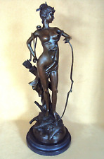 STUNNING Huge Vintage BRONZE GODDESS ARTEMIS DIANA HUNTRESS Sculpture 21