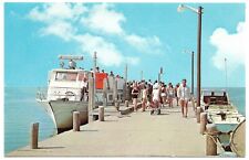 Cherry Grove Fire Island NY Dock Ferry Boat Boarding People Vintage Postcard picture