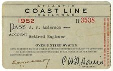 Annual pass - Atlantic Coast Line Railroad 1952 #B3538 picture