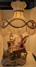 Vintage Capodimonte Cherub Lamp Three Musical Figures Crochet Fringed Shade RARE picture