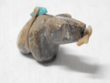 VINTAGE / OLD ZUNI INDIAN STONE BEAR FETISH TURQUOISE OFFERING W/ FISH SML SIZE picture