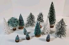 Victorian Village Frosted Pine Trees Christmas Village Accessories Lot Of 13 picture