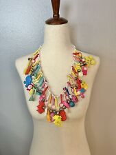 Vintage Retro CHARM NECKLACE 80s 1980s Plastic Bell Clip On Loaded 29 Charms HTF picture