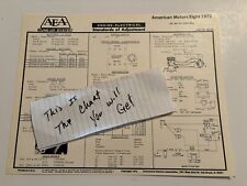 AEA Tune-Up Chart System 1972 AMC V-8 304 360 401  Engines Javelin AMX Rebel picture