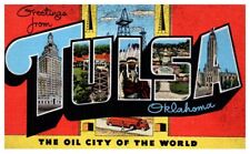 GREETINGS From TULSA Tulsa, Oklahoma linen - Postcard picture