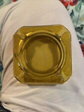 Vintage Mid Century Modern Amber Square Ashtray Retro Excellent Condition 3.5” picture