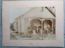 Family of 5 on Porch with 3 bicycles, Burdett, Iowa, Original Old Photo  1890s picture
