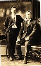 Portrait Two Men Handsome Fashionable RPPC Real Photo Postcard 1910s picture