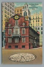 Old State House Boston Massachusetts Vintage Linen Postcard Posted 1948 picture