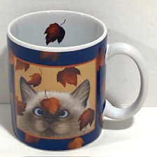 Lang and Wise 1996 Cat Coffee Mug Cup Fall Leaves Erin Martin by Lowell Herrero picture
