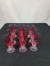 Cranberry Cocktail Glasses Pink Wine Glasses Set of 9 With Quilted Wine Case picture
