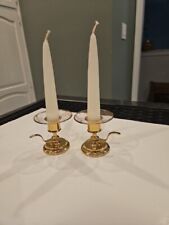 Vintage PartyLite Polished Brass Candle Holders Candle Set With Bobeches picture