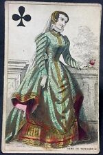 c1850 Hand Colored Steel Engraved Antique Playing Cards Historic Court Single picture