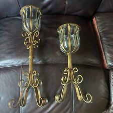 VTG Home Interiors Candle Holders Gold Metal Set Of Two picture