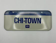 Illinois Chi Town Mini Bicycle 1989 Post Cereal Metal License Plate Chicago picture