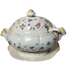 JAPAN PETITE FLEUR AND FRUIT PORCELAIN TUREEN SET WITH LADLE AND UNDERPLATE picture