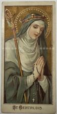 St. Gertrude, Antique Holy Devotional Prayer Card. picture